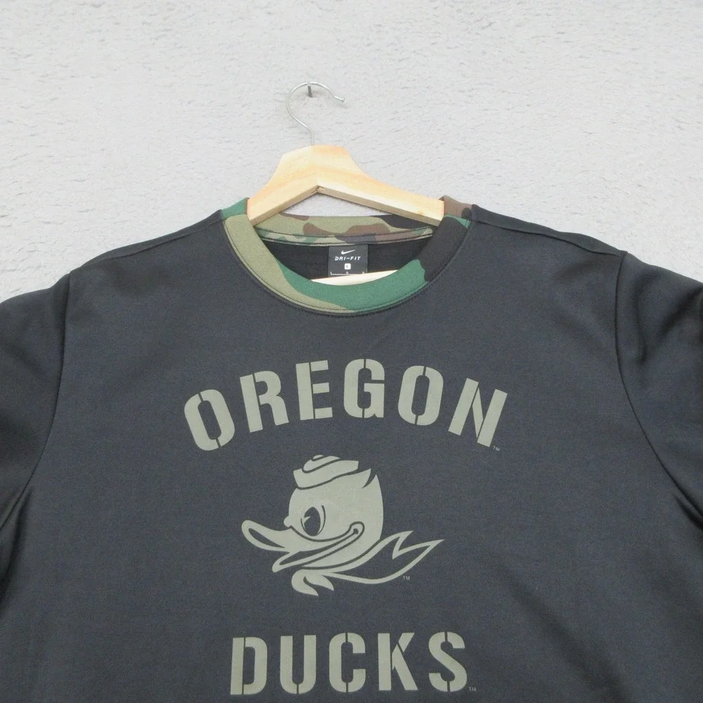 Oregon Ducks Sweatshirt Mens L Black NCAA Football Nike Dri Fit On Field Camo